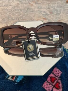 Premier Brown Rectangular Designer Luxury Sunglasses